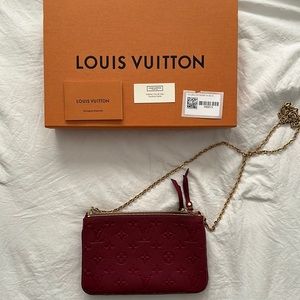 Louis Vuitton red double pochette clutch bag